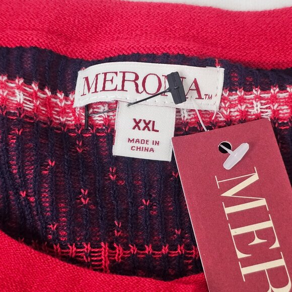 Merona Sweater Woman XXL Button Up Red Black Christmas Winter Cardigan - Picture 7 of 11